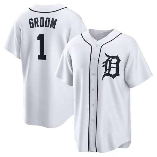 Detroit Tigers #1 Groom Home Replica Jersey - White Stitched Baseball Jersey - Main View