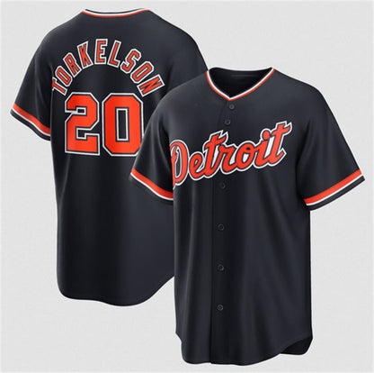 Detroit Tigers #20 Spencer Torkelson Navy Alternate Stitched Baseball Jersey - Main View