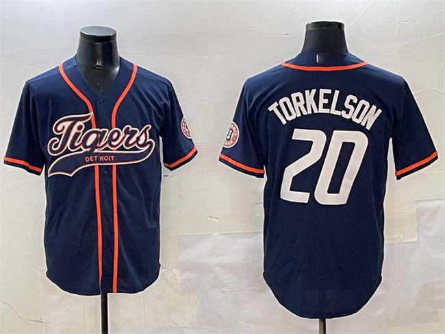 Detroit Tigers #20 Spencer Torkelson Navy With Patch Cool Base Stitched Baseball Jersey - Main View