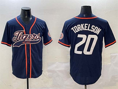 Detroit Tigers #20 Spencer Torkelson Navy With Patch Cool Base Stitched Baseball Jersey - Main View