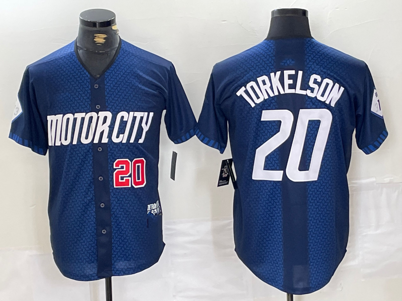 Detroit Tigers #20 Spencer Torkelson Number 2024 Navy City Connect Cool Base Limited Stitched Baseball Jerseys - Main View