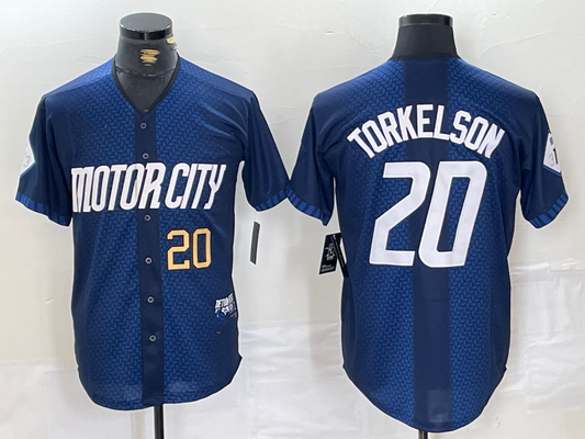 Detroit Tigers #20 Spencer Torkelson Number 2024 Navy City Connect Cool Base Limited Stitched Baseball Jerseys - Main View