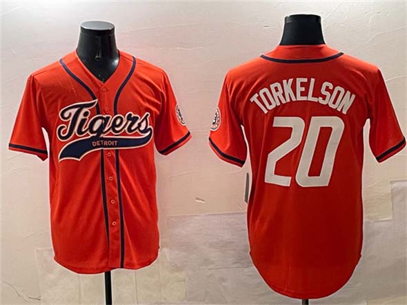 Detroit Tigers #20 Spencer Torkelson Orange With Patch Cool Base Stitched Baseball Jersey - Main View