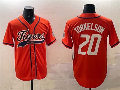 Detroit Tigers #20 Spencer Torkelson Orange With Patch Cool Base Stitched Baseball Jersey - Main View