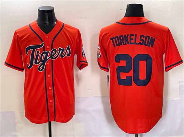 Detroit Tigers #20 Spencer Torkelson Orange With Patch Cool Base Stitched Baseball Jersey - Main View