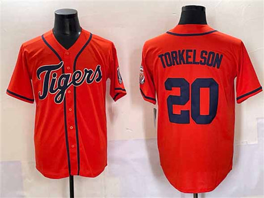 Detroit Tigers #20 Spencer Torkelson Orange With Patch Cool Base Stitched Baseball Jersey - Main View