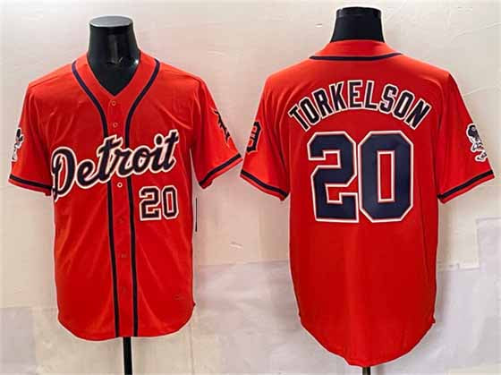 Detroit Tigers #20 Spencer Torkelson Orange With Patch Vapor Premier Limited Stitched Baseball Jersey - Main View