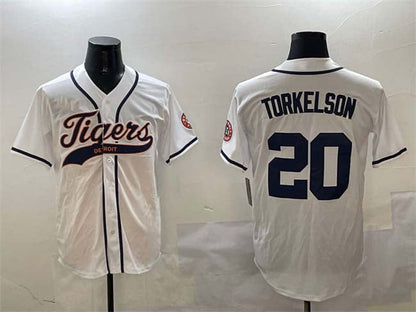 Detroit Tigers #20 Spencer Torkelson White With Patch Cool Base Stitched Baseball Jersey - Main View
