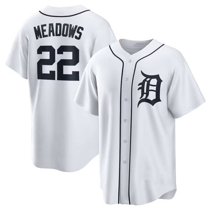 Detroit Tigers #22 Parker Meadows Home Replica Jersey - White Stitched Baseball Jersey - Main View