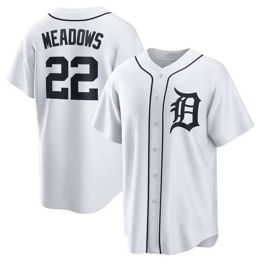 Detroit Tigers #22 Parker Meadows Home Replica Jersey - White Stitched Baseball Jersey - Main View