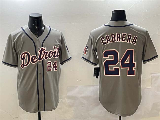 Detroit Tigers #24 Miguel Cabrera Gray Cool Base Stitched Baseball Jersey - Main View