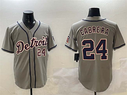 Detroit Tigers #24 Miguel Cabrera Gray Cool Base Stitched Baseball Jersey - Main View