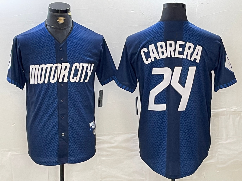 Detroit Tigers #24 Miguel Cabrera Navy 2024 City Connect Cool Base Limited Stitched Baseball Jersey - Main View