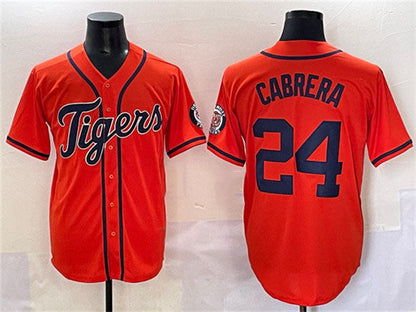 Detroit Tigers #24 Miguel Cabrera Orange With Patch Cool Base Stitched Baseball Jersey - Main View