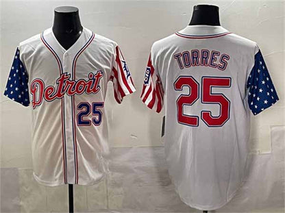 Detroit Tigers #25 Gleyber Torres White 2025 Memorial Day Vapor Premier Limited Stitched Baseball Jersey - Main View