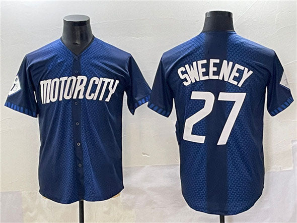 Detroit Tigers #27 Trey Sweeney 2024 Navy City Connect Cool Base Limited Stitched Baseball Jersey - Main View