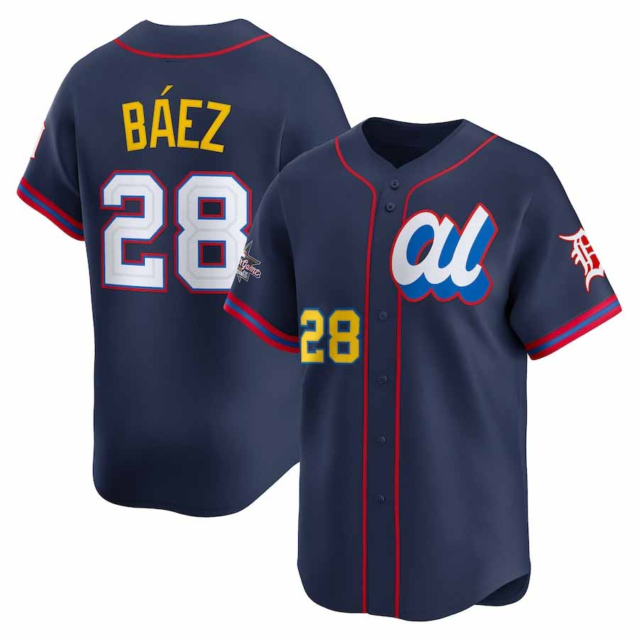 Detroit Tigers #28 Javier Báez American League 2025 All-Star Edition Limited Player Jersey - Navy Baseball Jersey - Main View