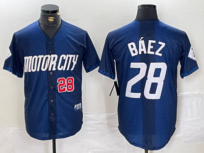 Detroit Tigers #28 Javier Baez Number 2024 Navy City Connect Cool Base Limited Stitched Baseball Jerseys - Main View