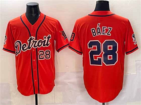 Detroit Tigers #28 Javier Báez Orange With Patch Vapor Premier Limited Stitched Baseball Jersey - Main View