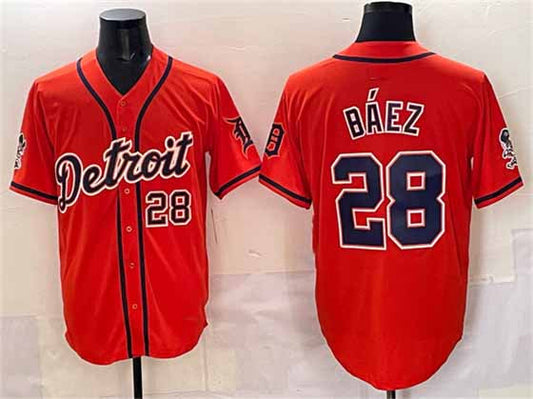 Detroit Tigers #28 Javier Báez Orange With Patch Vapor Premier Limited Stitched Baseball Jersey - Main View