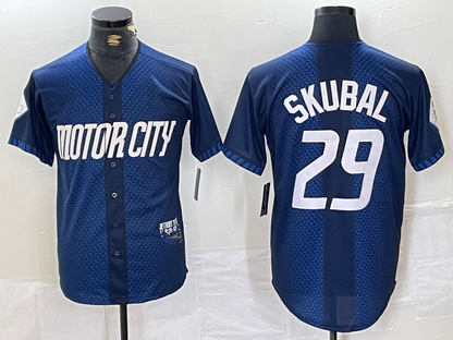 Detroit Tigers #29 Tarik Skubal 2024 Navy City Connect Cool Base Limited Stitched Baseball Jersey - Main View
