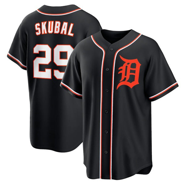 Detroit Tigers #29 Tarik Skubal Black Out Stitched Baseball Jersey - Main View