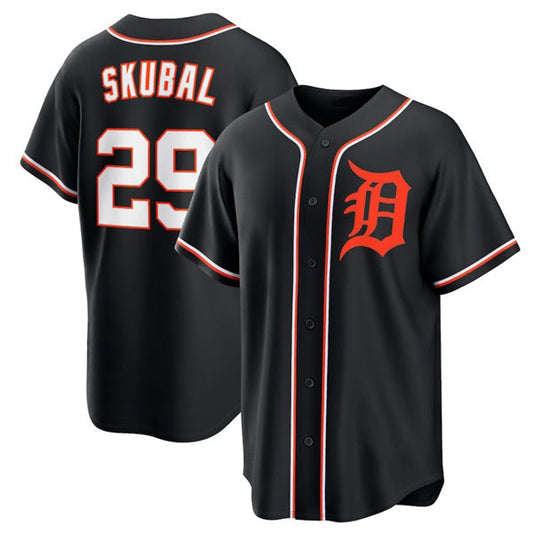 Detroit Tigers #29 Tarik Skubal Black Out Stitched Baseball Jersey - Main View