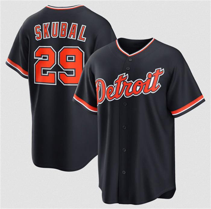 Detroit Tigers #29 Tarik Skubal Navy Alternate Stitched Baseball Jersey - Main View
