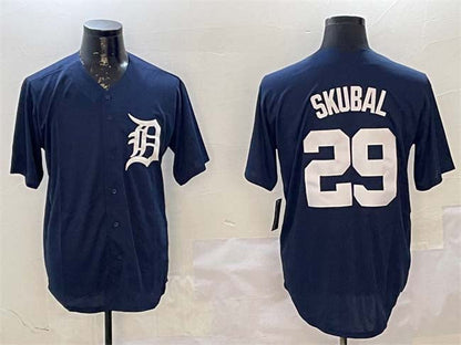 Detroit Tigers #29 Tarik Skubal Navy Cool Base Stitched Baseball Jersey - Main View