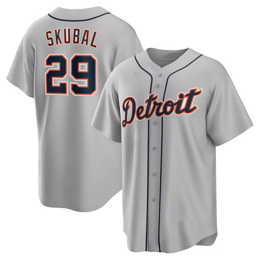 Detroit Tigers #29 Tarik Skubal Road Replica Jersey - Gray Stitched Baseball Jersey - Main View