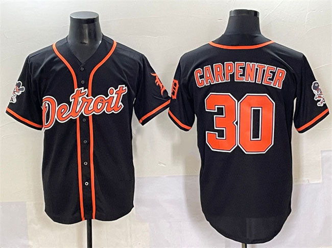 Detroit Tigers #30 Kerry Carpenter Black With Patch Cool Base Stitched Baseball Jersey - Main View
