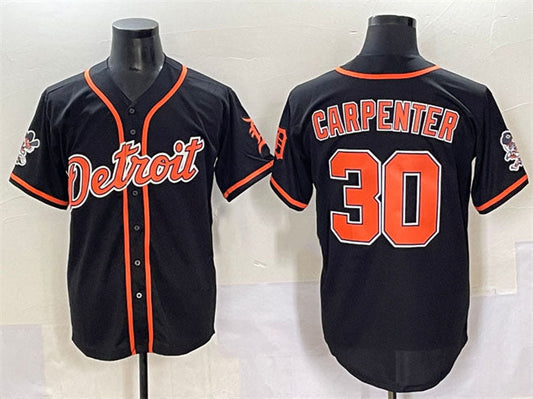Detroit Tigers #30 Kerry Carpenter Black With Patch Cool Base Stitched Baseball Jersey - Main View