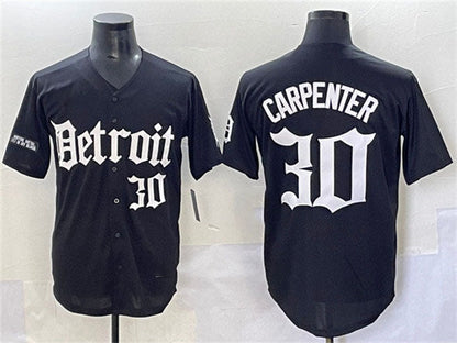 Detroit Tigers #30 Kerry Carpenter Black 'Motor Gothic Edition' Vapor Premier Limited Stitched Baseball Jersey - Main View