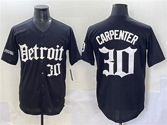 Detroit Tigers #30 Kerry Carpenter Black 'Motor Gothic Edition' Vapor Premier Limited Stitched Baseball Jersey - Main View