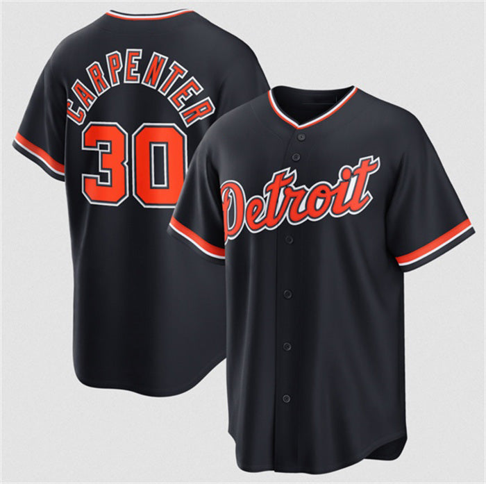 Detroit Tigers #30 Kerry Carpenter Navy Alternate Stitched Baseball Jersey - Main View