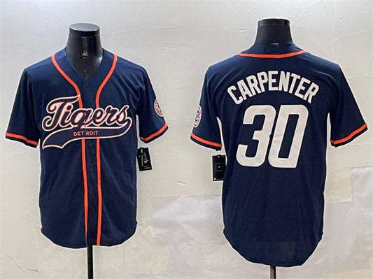 Detroit Tigers #30 Kerry Carpenter Navy With Patch Cool Base Stitched Baseball Jersey - Main View