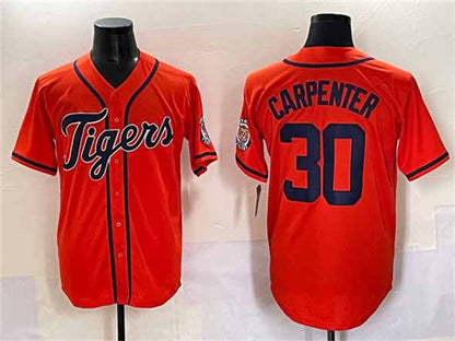 Detroit Tigers #30 Kerry Carpenter Orange With Patch Cool Base Stitched Baseball Jersey - Main View