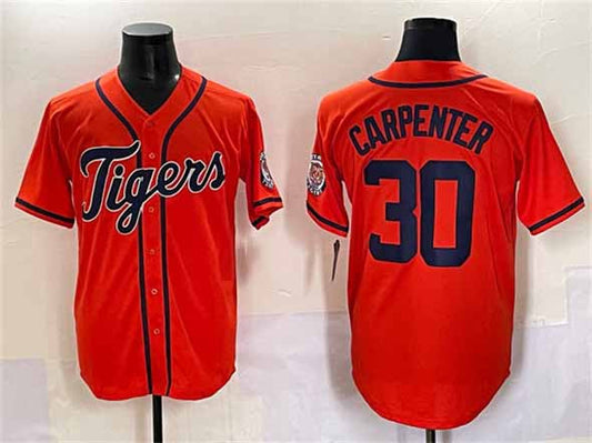 Detroit Tigers #30 Kerry Carpenter Orange With Patch Cool Base Stitched Baseball Jersey - Main View
