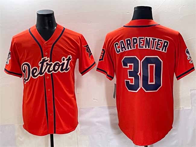 Detroit Tigers #30 Kerry Carpenter Orange With Patch Vapor Premier Limited Stitched Baseball Jersey - Main View