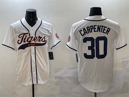 Detroit Tigers #30 Kerry Carpenter White With Patch Cool Base Stitched Baseball Jersey - Main View