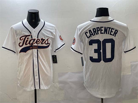 Detroit Tigers #30 Kerry Carpenter White With Patch Cool Base Stitched Baseball Jersey - Main View