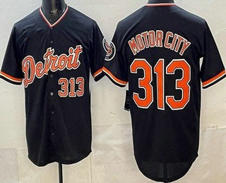 Detroit Tigers #313 Motor City Navy Limited Stitched Baseball Jersey - Main View