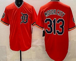 Detroit Tigers #313 Motor City Orange Limited Stitched Baseball Jersey - Main View