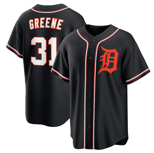 Detroit Tigers #31 Riley Greene Black Out Stitched Baseball Jersey - Main View