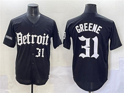 Detroit Tigers #31 Riley Greene Black 'Motor Gothic Edition' Vapor Premier Limited Stitched Baseball Jersey - Main View