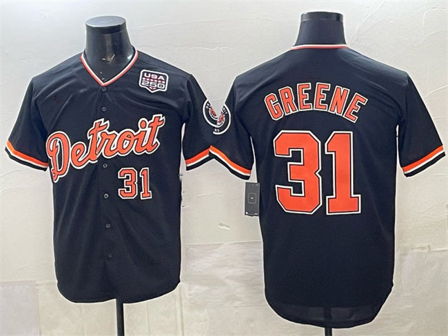 Detroit Tigers #31 Riley Greene Navy 2026 Alternate USA 250' Patch Vapor Premier Limited Stitched Baseball Jersey - Main View
