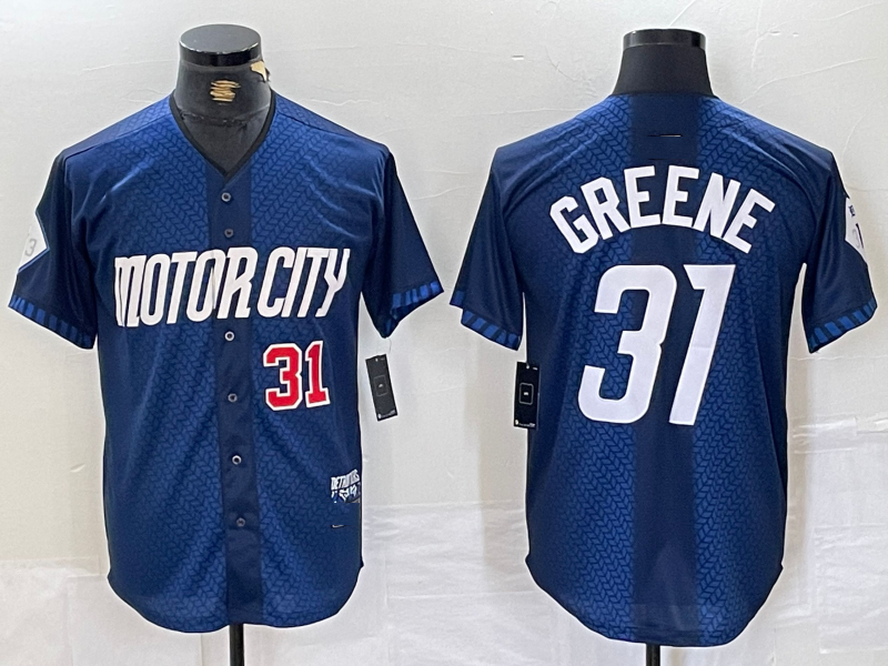 Detroit Tigers #31 Riley Greene Number 2024 Navy City Connect Cool Base Limited Stitched Baseball Jerseys - Main View