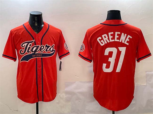 Detroit Tigers #31 Riley Greene Orange With Patch Cool Base Stitched Baseball Jersey - Main View