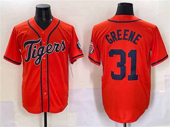 Detroit Tigers #31 Riley Greene Orange With Patch Cool Base Stitched Baseball Jersey - Main View
