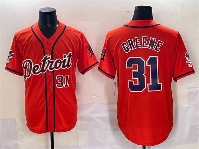 Detroit Tigers #31 Riley Greene Orange With Patch Vapor Premier Limited Stitched Baseball Jersey - Main View